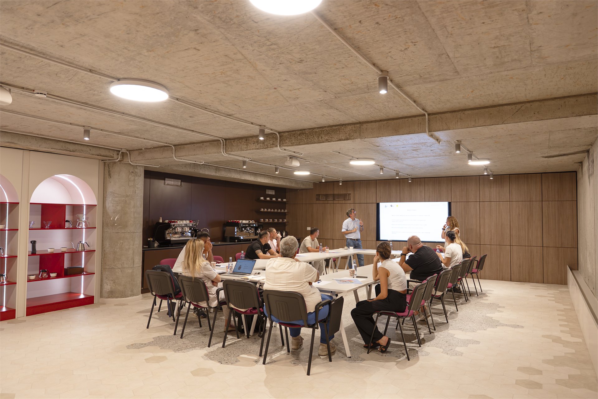 Wide academy training room